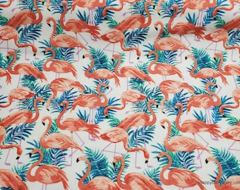 Flannel Fabric - Flamingos - By the yard - 100% Cotton Flannel