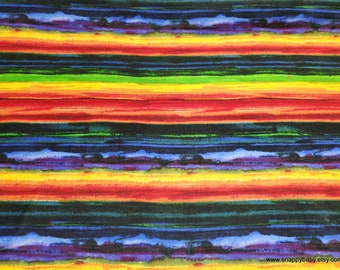 Flannel Fabric - Deep Sunset Stripe Tie Dye - By the yard - 100% Cotton Flannel