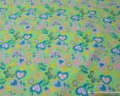 Flannel Fabric - Shelby Green Butterflies, Flowers and Hearts - By the Yard - 100% Cotton Flannel