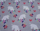 Flannel Fabric - Unicorn Floral Silhouette - By the yard - 100% Cotton Flannel