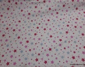 Flannel Fabric - Starlight Pink on White - By the yard - 100% Cotton Flannel