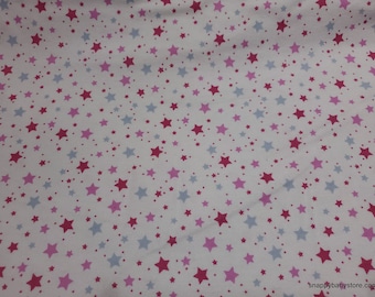 Flannel Fabric - Starlight Pink on White - By the yard - 100% Cotton Flannel