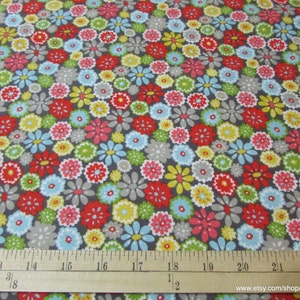 Flannel Fabric Woodland Flowers Grey By the yard 100% Cotton Flannel image 2