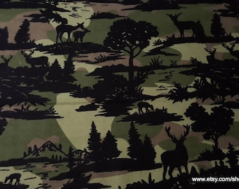 Flannel Fabric - Camo Wilderness Scene - By the yard - 100% Cotton Flannel