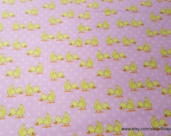 Flannel Fabric - Ducks Pink - By the yard - 100% Cotton Flannel