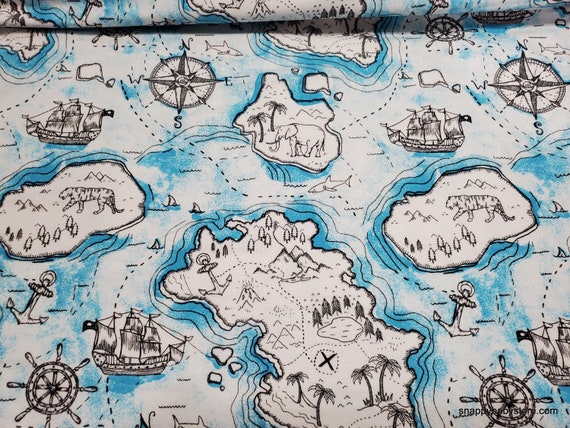 Flannel Fabric Map Sketch by the Yard 100% Cotton Flannel 