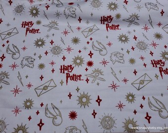 Christmas Character Flannel Fabric - Harry Potter Ornaments Metallic - By the yard - 100% Cotton Flannel