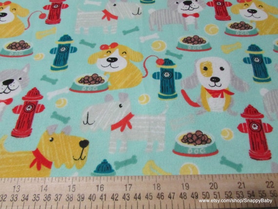 Wholesale Fabric: Cotton Flannel Cartoon Dogs Light Blue » Fabric