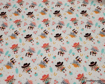 Flannel Fabric - Wild Wild West Cowgirl Bow to Boot on White - By the yard - 100% Cotton Flannel