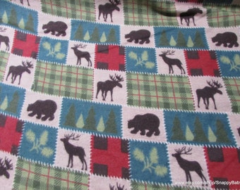 Flannel Fabric - Deer Lodge Patch - By the yard - 100% Cotton Flannel