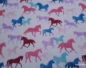 Flannel Fabric - Running Horses Textured - By the yard - 100% Cotton Flannel