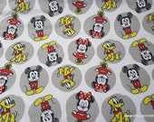 Character Flannel Fabric - Mickey Minnie Pluto - By the yard - 100% Cotton Flannel