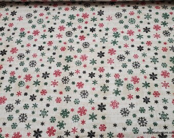 Christmas Flannel Fabric - Snowflake Sheet Music - By the Yard - 100% Cotton Flannel