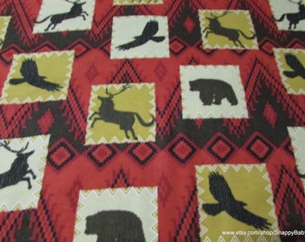 Flannel Fabric - Wilderness Patch - By the Yard - 100% Cotton Flannel