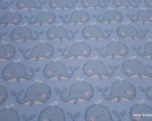 Flannel Fabric - Spotted Whale Friend - By the yard - 100% Cotton Flannel