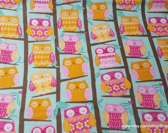 Flannel Fabric - Tree Owl - By the yard - 100% Cotton Flannel