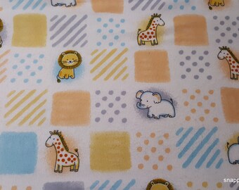 Flannel Fabric - Safari Patchwork - By the yard - 100% Cotton Flannel