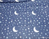 Flannel Fabric - Moon and Stars Small - By the yard - 100% Cotton Flannel