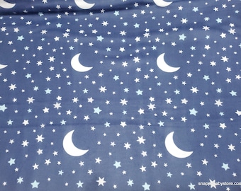 Flannel Fabric - Moon and Stars Small - By the yard - 100% Cotton Flannel