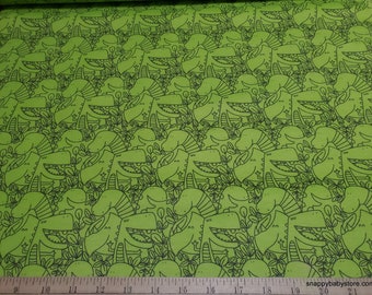 Flannel Fabric - Dinos on Green - By the yard - 100% Cotton Flannel