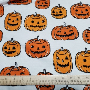 Flannel Fabric Halloween Pumpkins By the yard 100% Cotton Flannel image 2