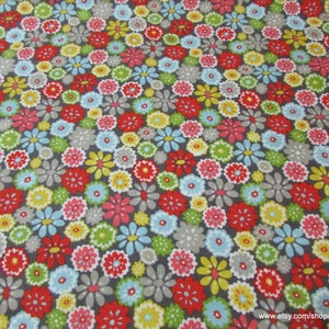 Flannel Fabric Woodland Flowers Grey By the yard 100% Cotton Flannel image 1
