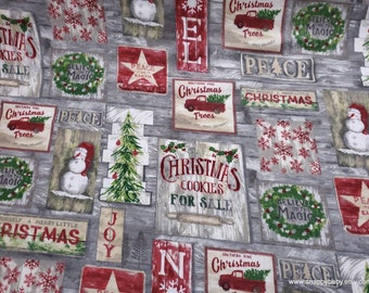 Christmas Flannel Fabric - Country Christmas Patchwork - By the yard - 100% Cotton Flannel
