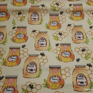 Flannel Fabric Honey Jars By the yard 100% Cotton Flannel image 1