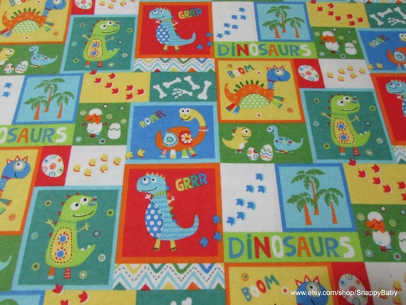 Dino Roars Flannel Quilting Fabric Dinosaur