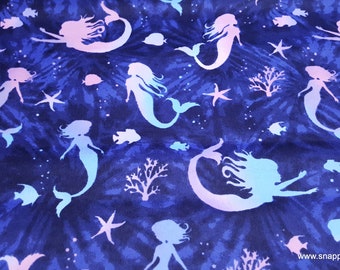 Flannel Fabric - Rainbow Mermaid - By the Yard - 100% Cotton Flannel