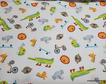 Flannel Fabric - Animals in Cars Faces - By the yard - 100% Cotton Flannel