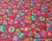 Flannel Fabric - Doily Ladybug - By the yard - 100% Cotton Flannel
