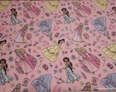 Character Flannel Fabric - Disney Princess Pink - By the yard - 100% Cotton Flannel