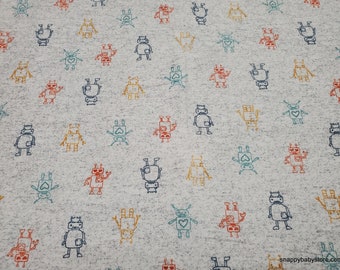 Flannel Fabric - Small Robots - By the yard - 100% Cotton Flannel