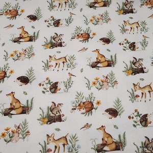 Flannel Fabric - Brown Forest Animals - By the yard - 100% Cotton Flannel