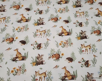 Flannel Fabric - Brown Forest Animals - By the yard - 100% Cotton Flannel