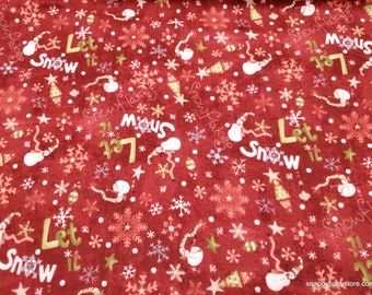 Christmas Premium Flannel Fabric - Let it Snow Berry Premium - By the yard - 100% Premium Cotton Flannel