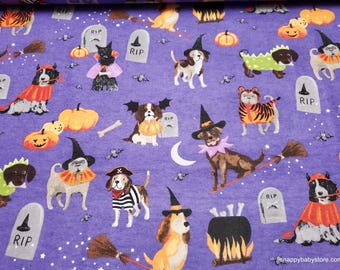 Flannel Fabric - Halloween Costume Dogs  - By the Yard - 100% Cotton Flannel