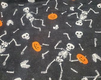 Flannel Fabric - Tossed Skeleton Bones - By the yard - 100% Cotton Flannel