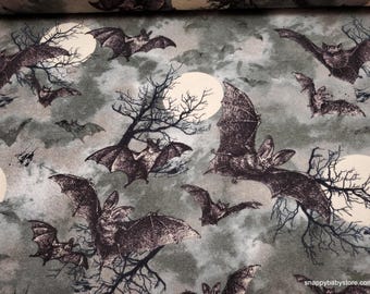Remnant Flannel Fabric - Haunted Hollows Bats - Choose your Size - 100% Cotton Flannel