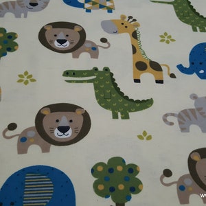 Flannel Fabric - Safari Zoo Animals - By the yard - 100% Cotton Flannel