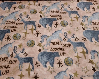 Flannel Fabric - Wild Animals Celestial - By the yard - 100% Cotton Flannel