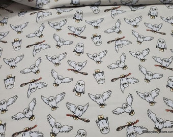 Character Flannel Fabric - Harry Potter Hedwig - By the yard - 100% Cotton Flannel