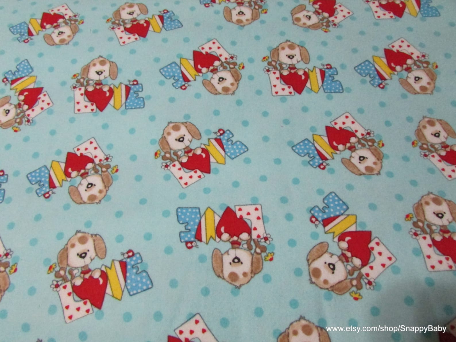 Flannel Fabric Dog Love by the Yard 100 Cotton Flannel Etsy