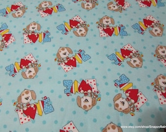 Flannel Fabric - Dog Love  - By the yard - 100% Cotton Flannel