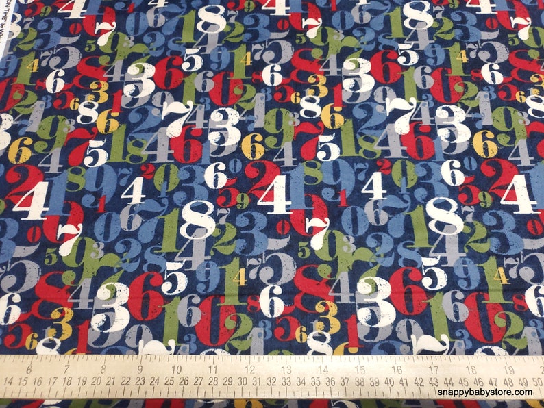 Premium Flannel Fabric On Time Navy Numerals Premium Flannel By the yard 100% Premium Cotton Flannel image 2