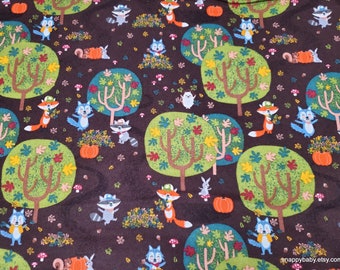 Flannel Fabric - Fall Woodland Friends - By the yard - 100% Cotton Flannel