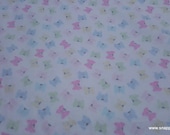 Flannel Fabric - Bunny Butterfly - By the yard - 100% Cotton Flannel