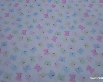 Flannel Fabric - Bunny Butterfly - By the yard - 100% Cotton Flannel