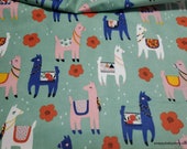 Flannel Fabric - Llamas on Teal - By the Yard - 100% Cotton Flannel